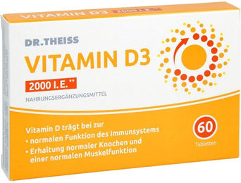 Dr. Theiss Vitamin D3 Tabletten 2000 I.E. 60 Stück glutenfrei und laktosefrei für Erwachsene – Bild 1 von 2