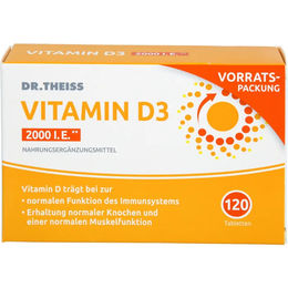 Dr. Theiss Vitamin D3 Tabletten 2000 I.E. glutenfrei und laktosefrei 120 Stück – Bild 1 von 2
