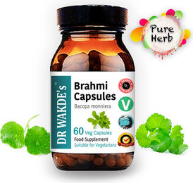 DR WAKDE'S Brahmi Kapseln mit Bacopa Monniera, 60 vegane Kapseln, Ayurveda-Ergänzung, ohne Zusatzstoffe – Bild 1 von 5