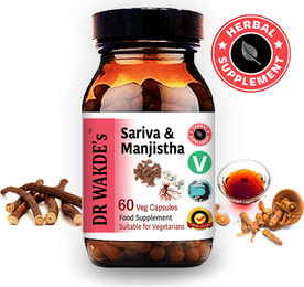 DR WAKDE'S Sariva & Manjistha Kräuter-Komplex Kapseln Vegan 60 Stück – Bild 1 von 6