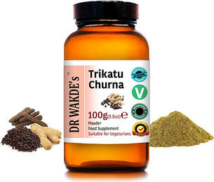 DR WAKDE'S Trikatu Churna Kräuter-Komplex Pulver mit Ingwer, Schwarzem Pfeffer und Langem Pfeffer 100g vegan – Bild 1 von 5