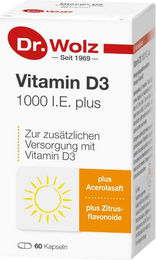 Dr. Wolz Vitamin D3 1000 IE Kapseln 60 Stück vegan glutenfrei laktosefrei ohne Gelatine – Bild 1 von 2