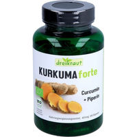 Produktbild von dreikraut Kurkuma Forte Bio Kapseln mit Curcumin und Piperin vegan glutenfrei laktosefrei 160 Stück