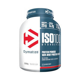 Dymatize ISO 100 Molkenprotein-Isolat und Hydrolysat Pulver Erdbeere 2,2 kg zuckerfrei glutenfrei – Bild 1 von 3