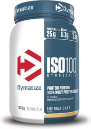 Dymatize ISO 100 Whey Protein Hydrolysat Pulver Birthday Cake zuckerfrei 932 g – Bild 1 von 3