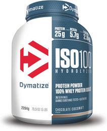 Dymatize ISO 100 Whey Protein Hydrolysat Pulver Chocolate Coconut zuckerfrei – Bild 1 von 4