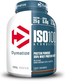 Dymatize ISO 100 Whey Protein Hydrolysat Pulver Fudge Brownie zuckerfrei – Bild 1 von 4