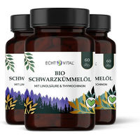 Produktbild von Echt Vital Bio Schwarzkümmelöl Kapseln vegan ohne Zusatzstoffe 180 Stück