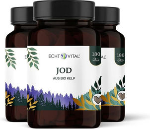 ECHT VITAL Jod aus Bio Kelp Braunalge 540 mg Tabletten vegan glutenfrei – Bild 1 von 3