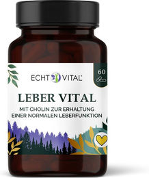 Echt Vital Leber Vital mit 9 Pflanzenstoffen und Cholin Kapseln vegan – Bild 1 von 4