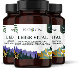 Echt Vital Leber Vital mit 9 Pflanzenstoffen und Cholin Kapseln vegan – Bild 1 von 4
