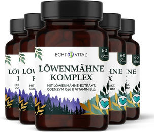 Echt Vital Löwenmähne Komplex mit Löwenmähne Extrakt, Q10 und B12 vegan Kapseln – Bild 1 von 1