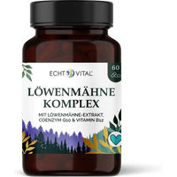 Produktbild von Echt Vital Löwenmähne Komplex mit Löwenmähne Extrakt, Q10 und B12 vegan Kapseln ohne Zusatzstoffe