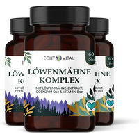 Produktbild von Echt Vital Löwenmähne Komplex mit Löwenmähne Extrakt, Q10 und B12, vegan, ohne Zusatzstoffe, 180 Stück