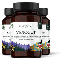 Produktbild von Echt Vital Venogut Kapseln mit Vitamin C und Pflanzenextrakten vegan ohne Zusatzstoffe