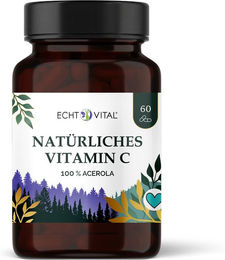 Echt Vital Vitamin C Kapseln mit natürlichem Acerola und Hagebutte 60 Stück – Bild 1 von 3