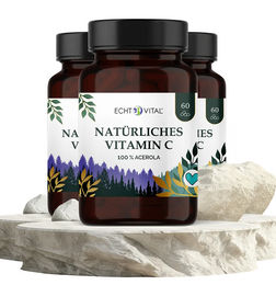 ECHT VITAL Vitamin C Kapseln mit natürlichem Acerola und Hagebutte vegan – Bild 1 von 1