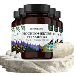 ECHT VITAL Vitamin D3 hochdosiert 10000 IE mit 4 Co-Faktoren vegan Kapseln – Bild 1 von 1