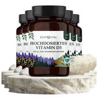 Produktbild von ECHT VITAL Vitamin D3 hochdosiert 10000 IE mit 4 Co-Faktoren vegan Kapseln