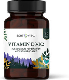 Echt Vital Vitamin D3-K2 Kapseln für Erwachsene 60 Stück – Bild 1 von 3
