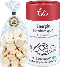Edis Energie Schwimmsport Bachblüten Traubenzucker Lutschtabletten vegan glutenfrei laktosefrei – Bild 1 von 1