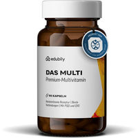 Produktbild von edubily Das Multi Multivitamin Kapseln mit Iod und 20 Mikronährstoffen sowie PQQ und Q10 vegan ohne Zusatzstoffe 90 Kapseln