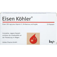 Produktbild von EISEN KÖHLER Eisen Fumarat Kapseln vegan glutenfrei laktosefrei 15 Stück