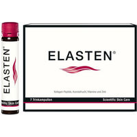 Produktbild von Elasten Kollagen Trinkampullen mit Acerola, Vitamin C, Zink und Biotin, glutenfrei und laktosefrei
