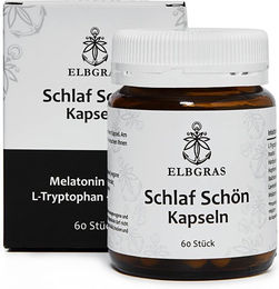 ELBGRAS Schlaf schön Kapseln mit Melatonin, Baldrian und Hopfen vegan ohne Zusatzstoffe 60 Stück – Bild 1 von 1