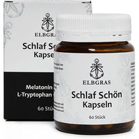 Produktbild von ELBGRAS Schlaf schön Kapseln mit Melatonin, Baldrian und Hopfen vegan ohne Zusatzstoffe 60 Stück