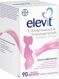 Elevit Kinderwunsch und Schwangerschaft Tabletten laktosefrei und glutenfrei 90 Stück – Bild 1 von 1