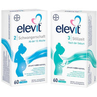 Produktbild von Elevit Schwangerschaft und Stillzeit-Set mit Kapseln für Schwangere und Stillende laktosefrei und glutenfrei