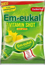 Em-eukal Vitamin Shot zuckerfreie gefüllte Bonbons mit 10 Vitaminen 75 g – Bild 1 von 1