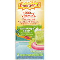 Produktbild von Emergen-C Vitamin C Getränkemischung mit Ascorbinsäure 1000 mg Weißer Traubensaft 30 Sticks Glutenfrei Vegetarisch für Erwachsene und Sportler