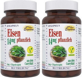 Espara Eisen 14 mg pflanzlich Kapseln mit Curryblatt vegan 60 Stück – Bild 1 von 1