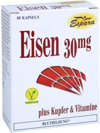 Espara Eisen Sulfat Kapseln ohne Gelatine 60 Stück – Bild 1 von 2