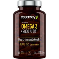 Produktbild von ESSENSEY Omega 3 Fischöl mit Vitamin D3, 1000 mg EPA und DHA in Triglycerid-Form, 90 Kapseln