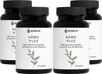 ESSENZ Hämo Plus Kapseln mit Rotem Weinlaub und Pflanzenextrakten – Bild 1 von 3