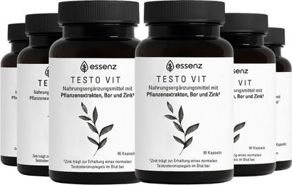 ESSENZ Testo Vit Kapseln für Männer mit Ashwagandha, Maca und Bockshornklee vegan glutenfrei laktosefrei ohne Zusatzstoffe – Bild 1 von 3