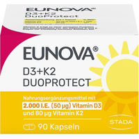 Produktbild von Eunova DuoProtect D3+K2 2000 I.E. Kapseln 90 Stück vegetarisch ohne Zusatzstoffe