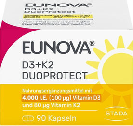 Eunova DuoProtect D3 + K2 4000 IE Kapseln 90 Stück vegetarisch ohne Zusatzstoffe – Bild 1 von 1