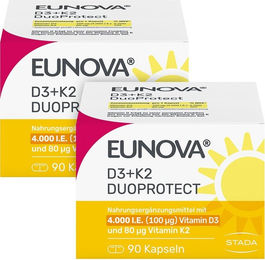 Eunova DuoProtect D3 + K2 4000 IE und 80 µg Kapseln vegetarisch 180 Stück – Bild 1 von 1