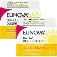 Produktbild von Eunova DuoProtect D3 + K2 4000 IE und 80 µg Kapseln vegetarisch 180 Stück