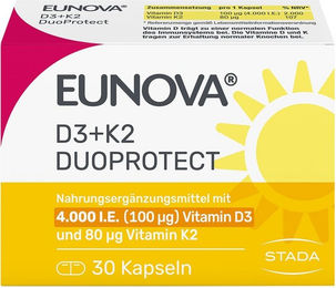 Eunova DuoProtect D3 + K2 Kapseln mit 4000 I.E. und 80 µg, vegetarisch, 30 Stück – Bild 1 von 1