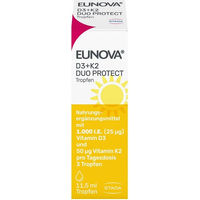 Produktbild von Eunova DuoProtect Vitamin D3 + K2 1000 IE / 50 µg Tropfen 11,5 ml vegetarisch ohne Zusatzstoffe