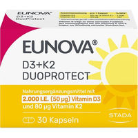 Produktbild von Eunova DuoProtect Vitamin D3 + K2 2000 IE/80 µg Kapseln vegetarisch 30 Stück