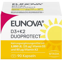 Produktbild von Eunova DuoProtect Vitamin D3 und K2 1000 IE und 80 µg Kapseln