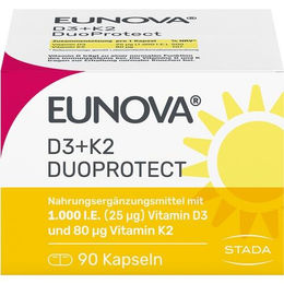 Eunova DuoProtect Vitamin D3 und K2 1000 IE und 80 µg Kapseln laktosefrei und glutenfrei – Bild 1 von 1