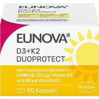 Produktbild von Eunova DuoProtect Vitamin D3 und K2 1000 IE und 80 µg Kapseln laktosefrei und glutenfrei