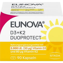Eunova DuoProtect Vitamin D3 und K2 2000 IE und 80 µg Kapseln laktosefrei und glutenfrei – Bild 1 von 1